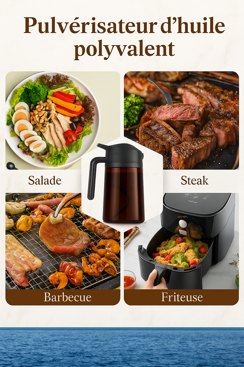 Distributeur & Pulvérisateur d’Huile 2-en-1.