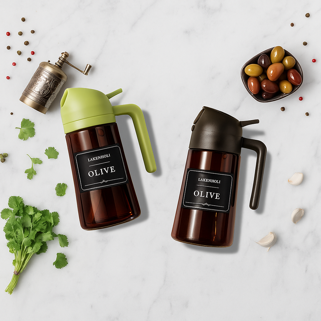 Distributeur & Pulvérisateur d’Huile 2-en-1.