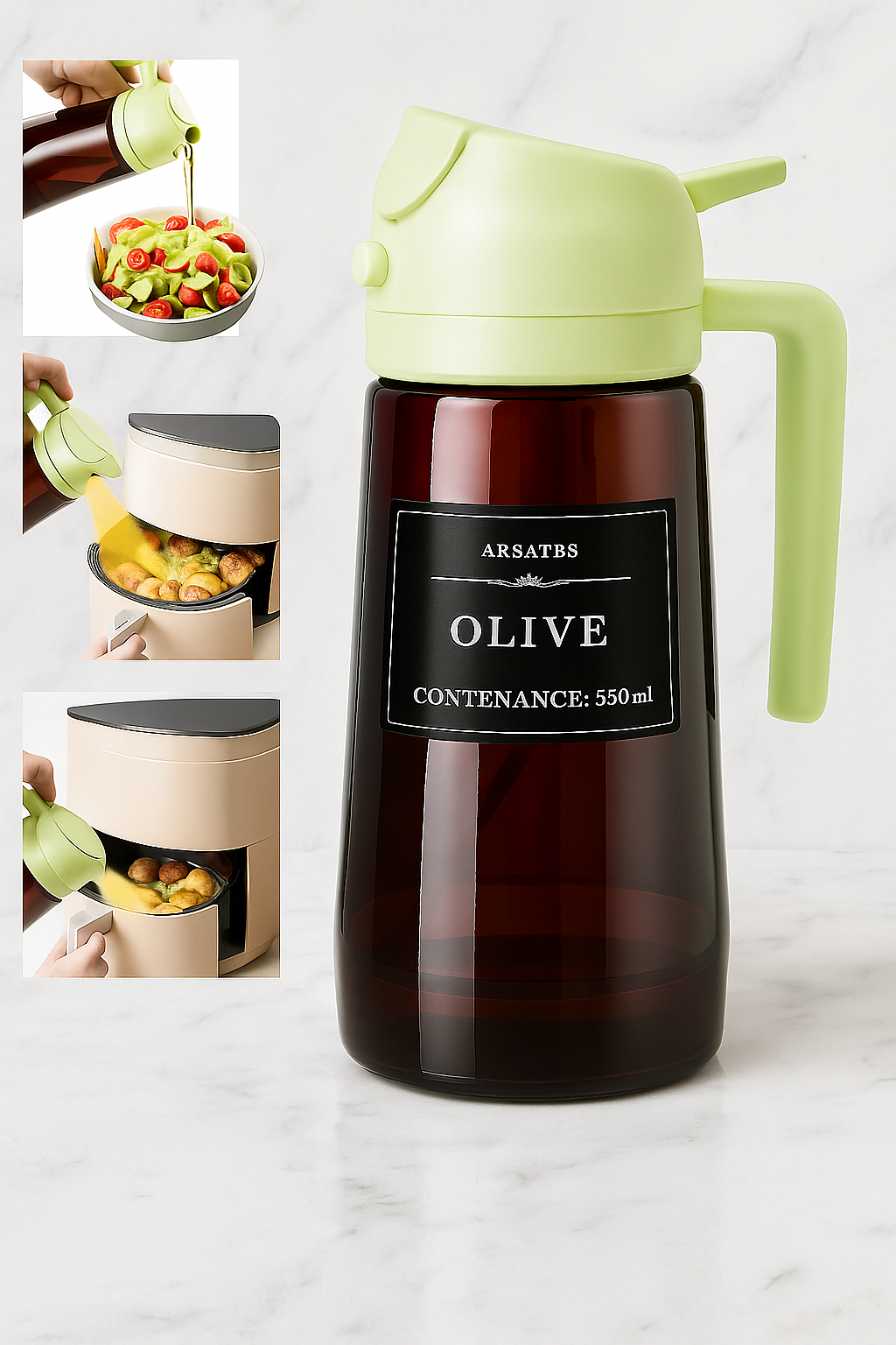 Distributeur & Pulvérisateur d’Huile 2-en-1.