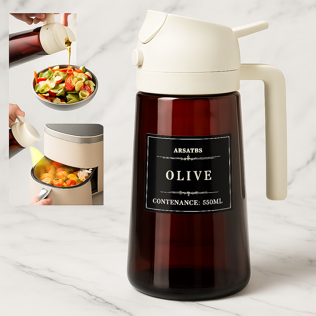 Distributeur & Pulvérisateur d’Huile 2-en-1.