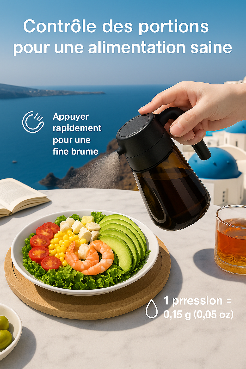 Distributeur & Pulvérisateur d’Huile 2-en-1.