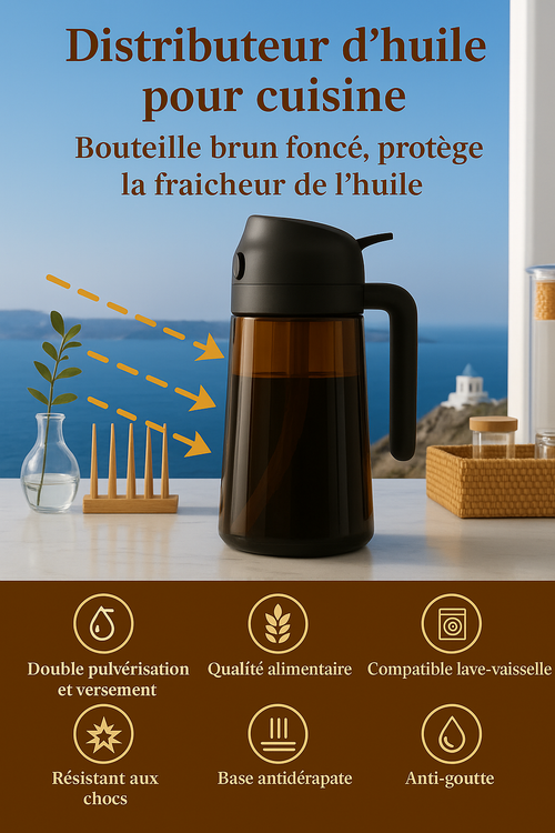 Distributeur & Pulvérisateur d’Huile 2-en-1.